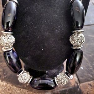 Silver & Black Fashion Necklace